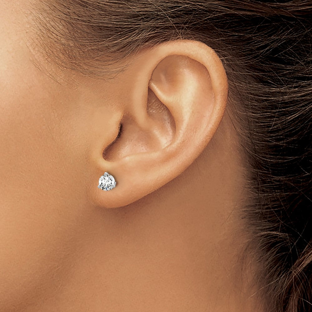 14kw 3/4 ctw Cert Lab Grown Dia VS/SI+ G+ Round 3 Prong Hvy Wt Earring-EM1007-075C-WLG
