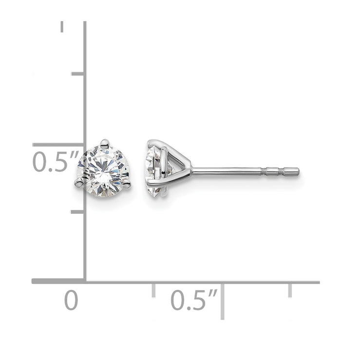 14kw 3/4 ctw Cert Lab Grown Dia VS+ F+ Round 3 Prong Hvy Wt Earring-EM1007-075C-WLD