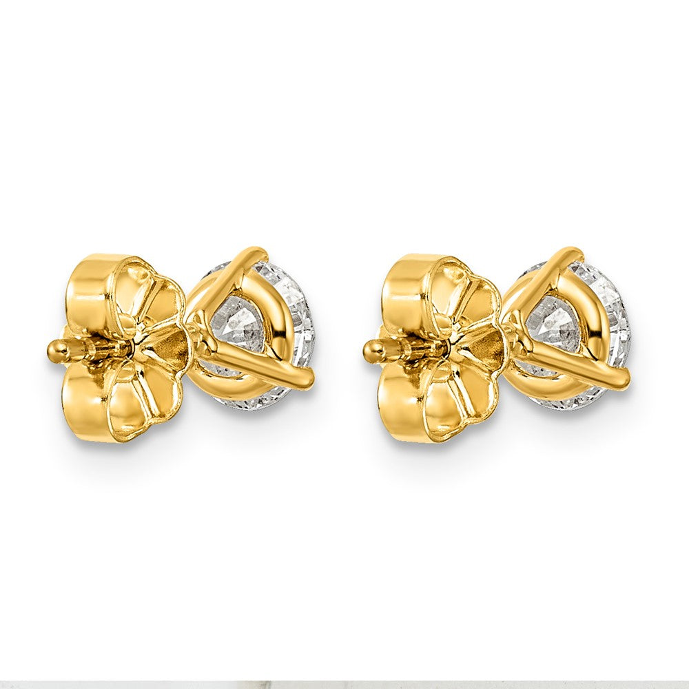 14ky 1 ctw Cert Lab Grown Dia VS+ F+ Round 3 Prong Hvy Wt Earring-EM1007-100C-LD