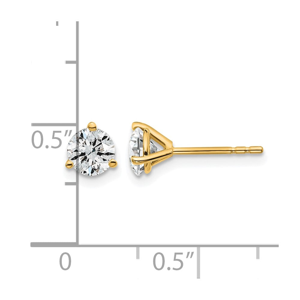 14ky 1 ctw Cert Lab Grown Dia VS+ F+ Round 3 Prong Hvy Wt Earring-EM1007-100C-LD