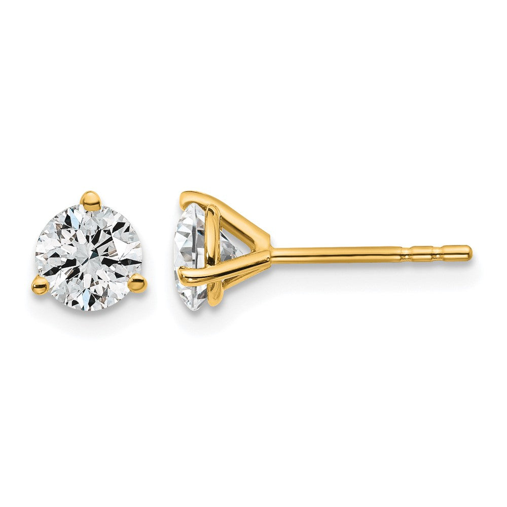 14ky 1 ctw Cert Lab Grown Dia VS+ F+ Round 3 Prong Hvy Wt Earring-EM1007-100C-LD