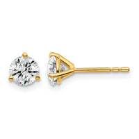 14ky 1 ctw Cert Lab Grown Dia VS+ F+ Round 3 Prong Hvy Wt Earring-EM1007-100C-LD