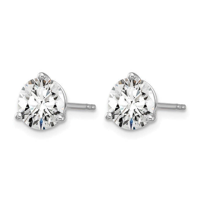14kw 2 ctw Cert Lab Grown Dia VS/SI+ G+ Round 3 Prong Hvy Wt Earring-EM1007-200C-WLG