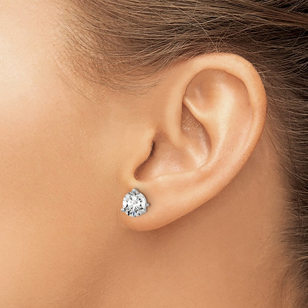 14kw 2 ctw Cert Lab Grown Dia VS/SI+ G+ Round 3 Prong Hvy Wt Earring-EM1007-200C-WLG