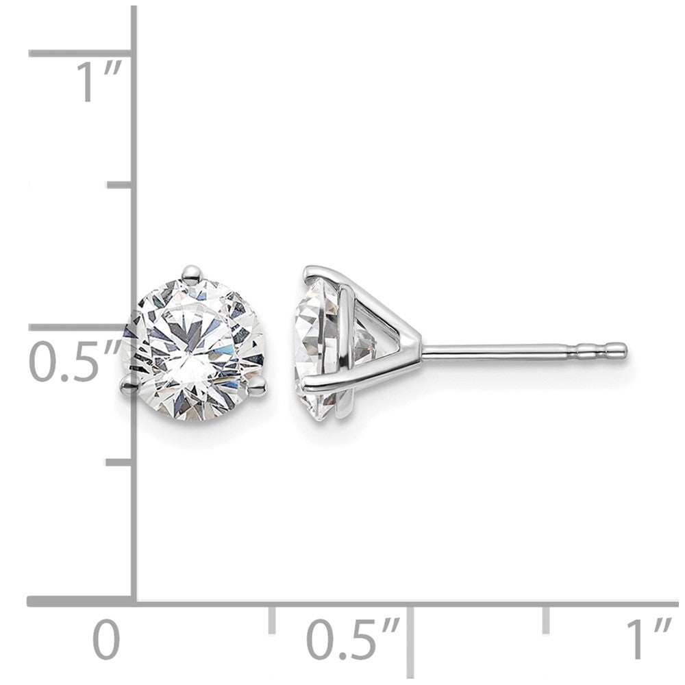14kw 2 ctw Cert Lab Grown Dia VS/SI+ G+ Round 3 Prong Hvy Wt Earring-EM1007-200C-WLG