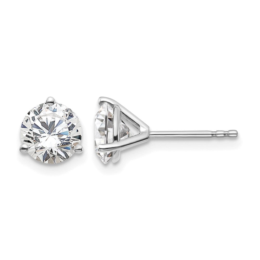 14kw 2 ctw Cert Lab Grown Dia VS/SI+ G+ Round 3 Prong Hvy Wt Earring-EM1007-200C-WLG