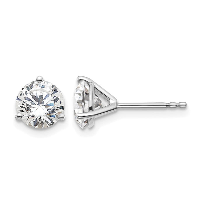14kw 2 ctw Cert Lab Grown Dia VS/SI+ G+ Round 3 Prong Hvy Wt Earring-EM1007-200C-WLG