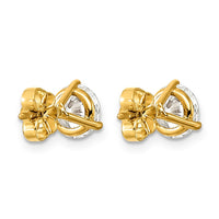 14ky 2 ctw Cert Lab Grown Dia VS+ F+ Round 3 Prong Hvy Wt Earring-EM1007-200C-LD