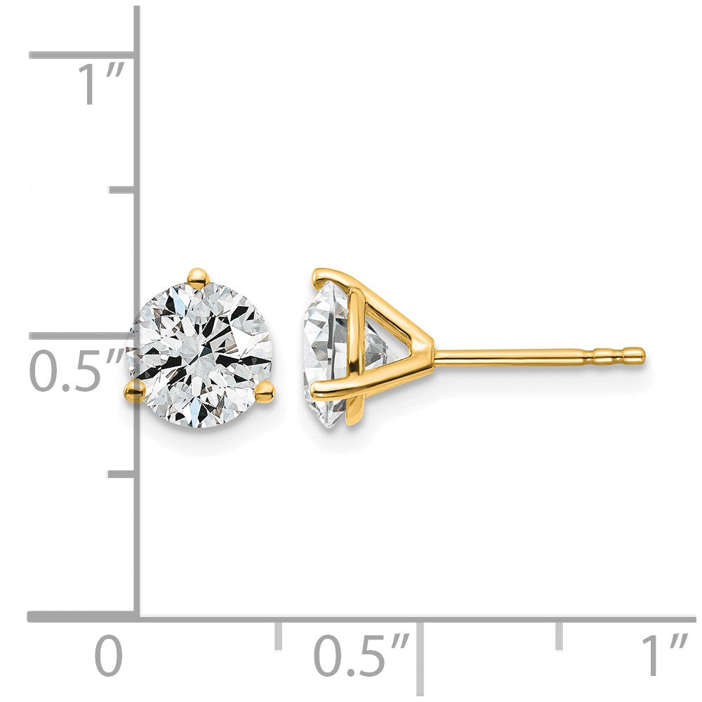 14ky 2 ctw Cert Lab Grown Dia VS/SI+ G+ Round 3 Prong Hvy Wt Earring-EM1007-200C-LG