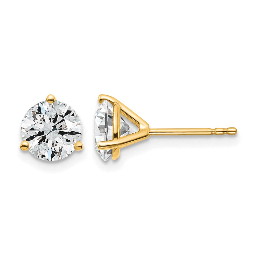 14ky 2 ctw Cert Lab Grown Dia VS/SI+ G+ Round 3 Prong Hvy Wt Earring-EM1007-200C-LG