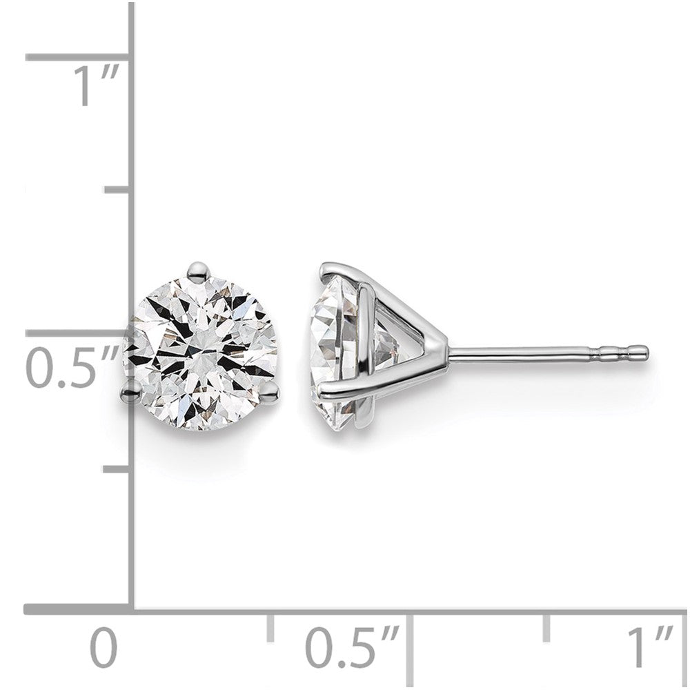 14kw 3 ctw Cert Lab Grown Dia VS/SI+ G+ Round 3 Prong Hvy Wt Earring-EM1007-300C-WLG