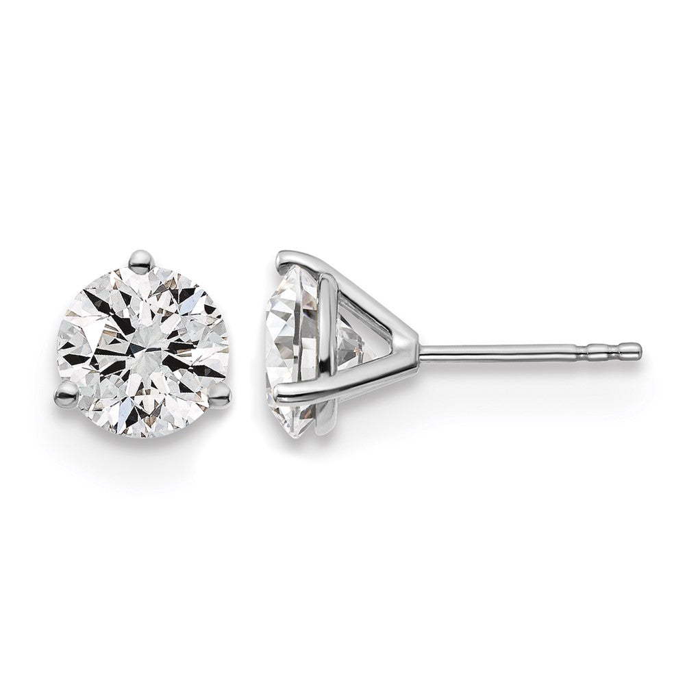 14kw 3 ctw Cert Lab Grown Dia VS/SI+ G+ Round 3 Prong Hvy Wt Earring-EM1007-300C-WLG