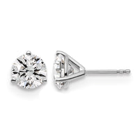 14kw 3 ctw Cert Lab Grown Dia VS/SI+ G+ Round 3 Prong Hvy Wt Earring-EM1007-300C-WLG