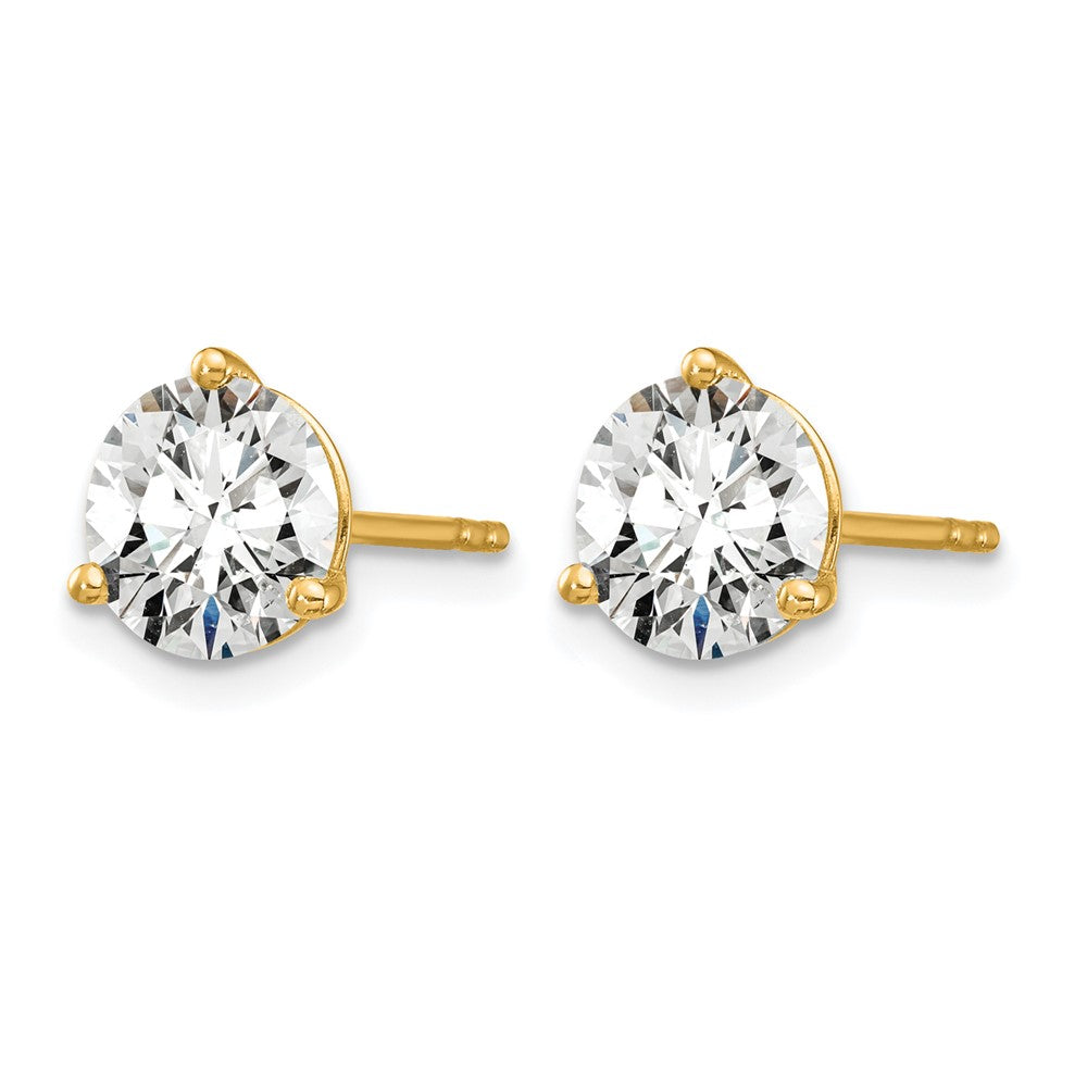 14ky 3 ctw Cert Lab Grown Dia VS+ F+ Round 3 Prong Hvy Wt Earring-EM1007-300C-LD