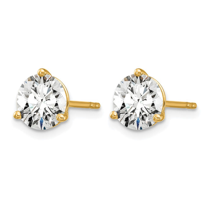 14ky 3 ctw Cert Lab Grown Dia VS+ F+ Round 3 Prong Hvy Wt Earring-EM1007-300C-LD