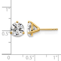 14ky 3 ctw Cert Lab Grown Dia VS+ F+ Round 3 Prong Hvy Wt Earring-EM1007-300C-LD