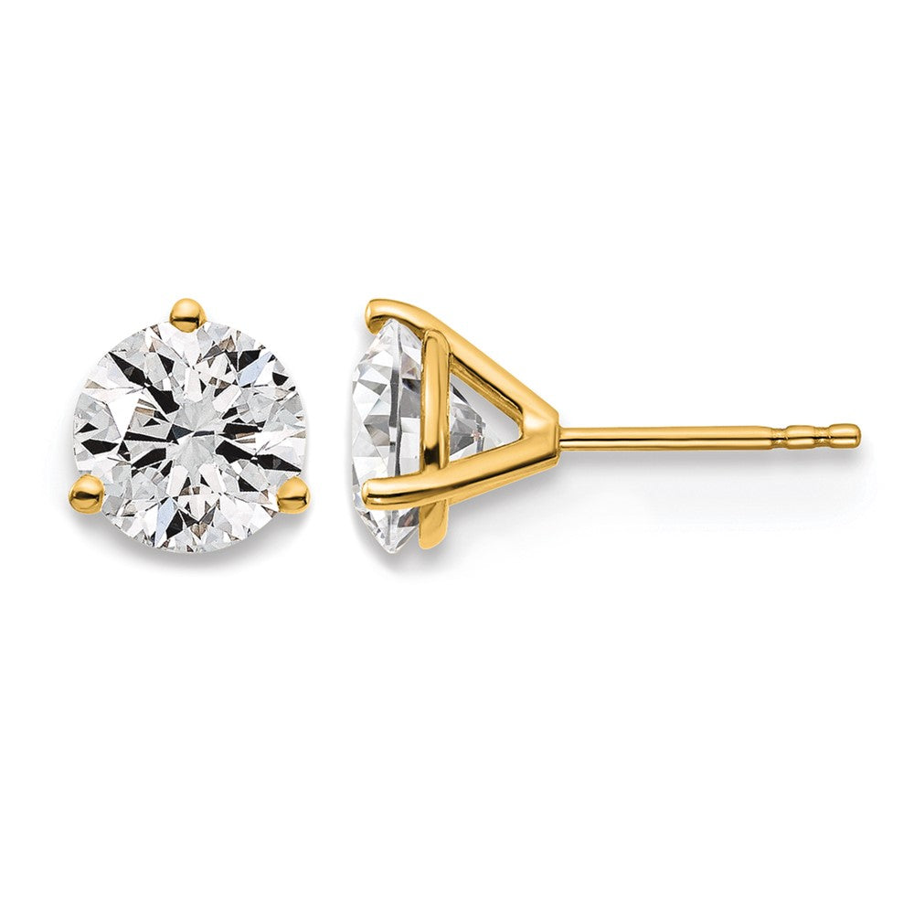 14ky 3 ctw Cert Lab Grown Dia VS+ F+ Round 3 Prong Hvy Wt Earring-EM1007-300C-LD