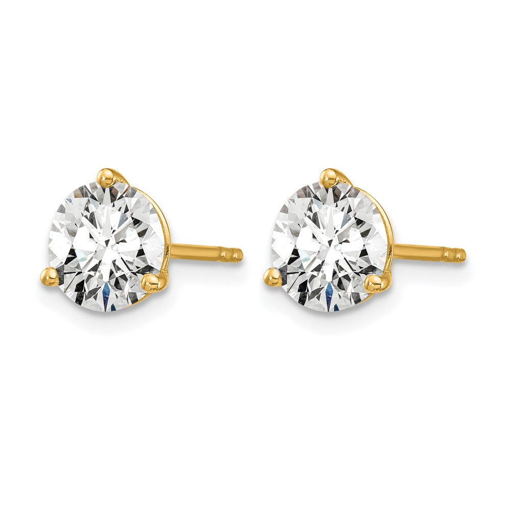14ky 5 ctw Cert Lab Grown Dia VS+ F+ Round 3 Prong Hvy Wt Earring-EM1007-500C-LD