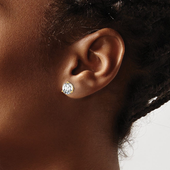 14ky 5 ctw Cert Lab Grown Dia VS+ F+ Round 3 Prong Hvy Wt Earring-EM1007-500C-LD