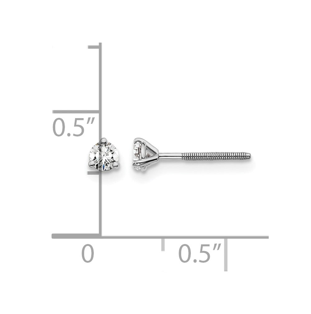 14kw 1/5 ctw Cert Lab Grwn Dia VS/SI+ G+ Round 3 Prg Hvy Wt ScrewBk Earring-EM1007S-020C-WLG