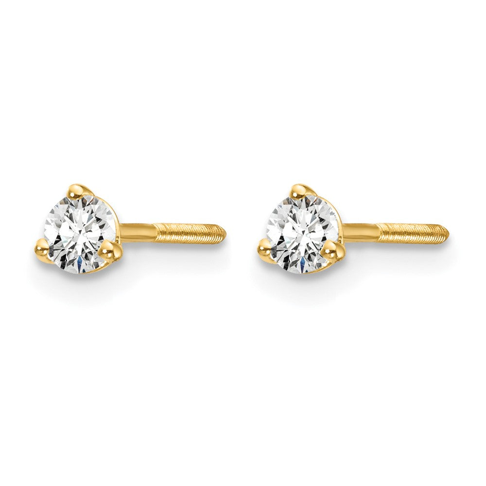 14ky 1/5 ctw Cert Lab Grown Dia VS+ F+ Round 3 Prong Hvy Wt ScrewBk Earring-EM1007S-020C-LD
