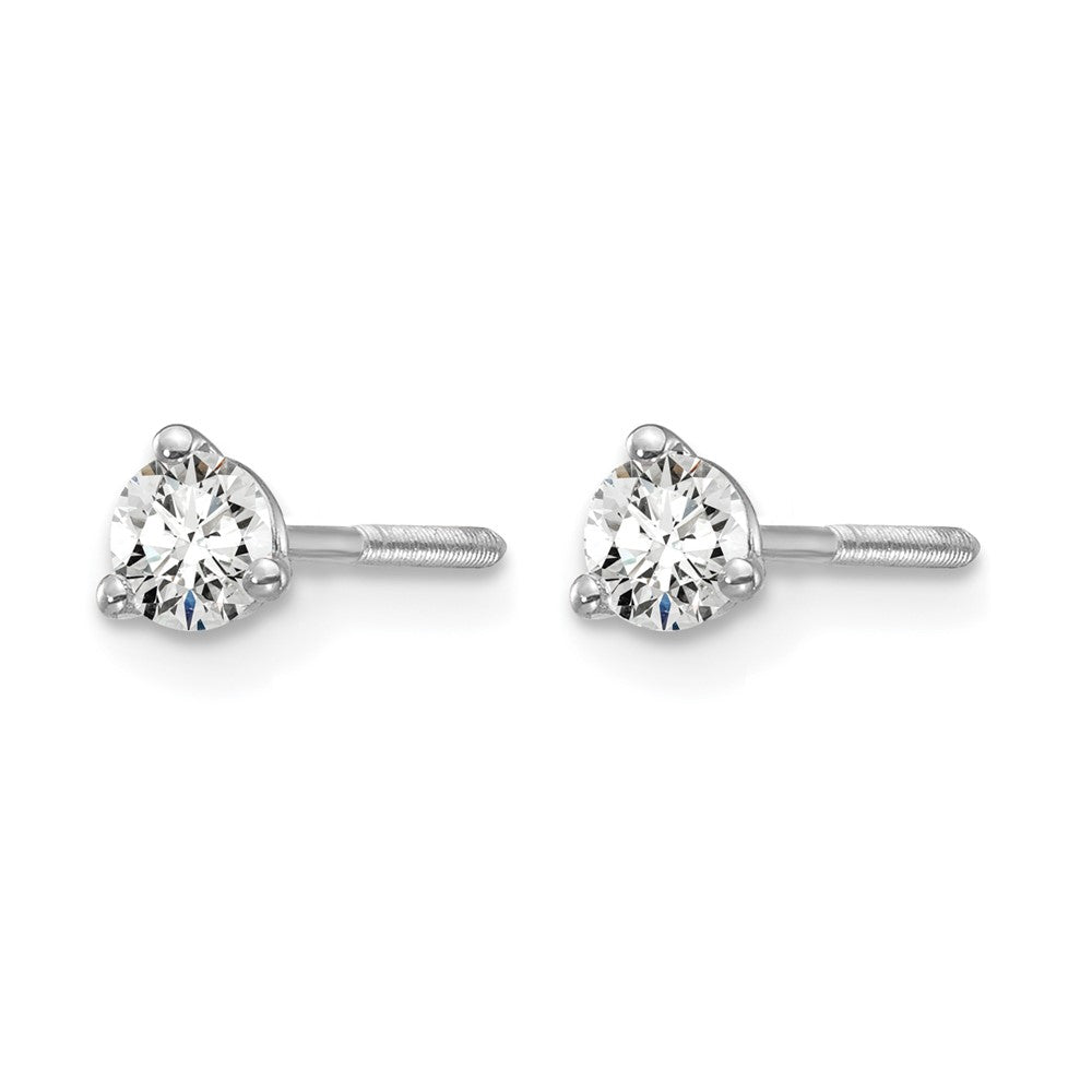 14kw 1/4 ctw Cert Lab Grwn Dia VS/SI+ G+ Round 3 Prg Hvy Wt ScrewBk Earring-EM1007S-025C-WLG