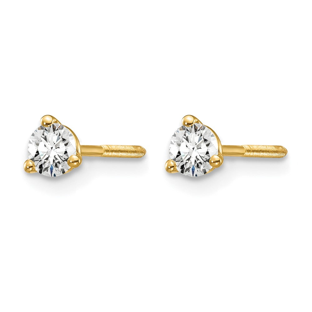14ky 1/4 ctw Cert Lab Grwn Dia VS/SI+ G+ Round 3 Prg Hvy Wt ScrewBk Earring-EM1007S-025C-LG