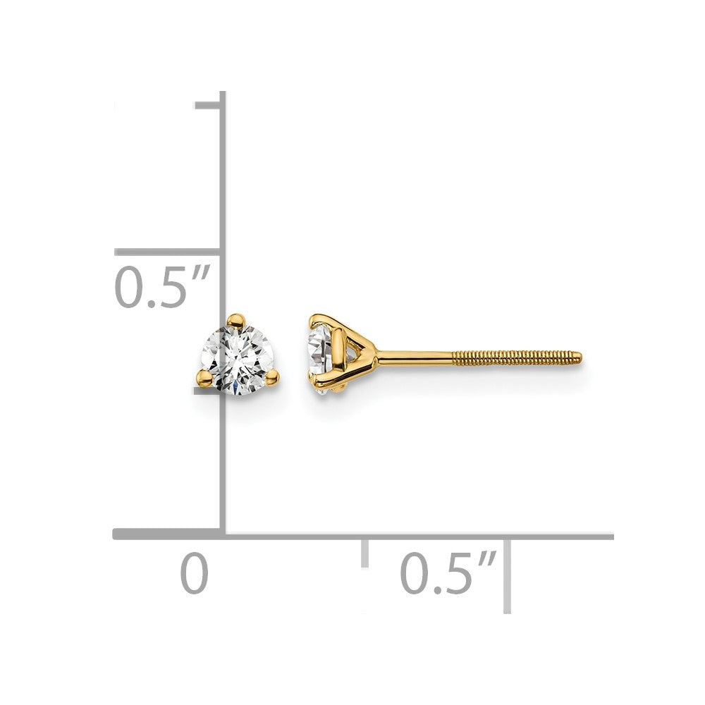 14ky 1/4 ctw Cert Lab Grown Dia VS+ F+ Round 3 Prong Hvy Wt ScrewBk Earring-EM1007S-025C-LD