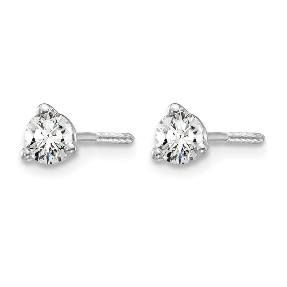 14kw 1/3 ctw Cert Lab Grown Dia VS+ F+ Round 3 Prong Hvy Wt ScrewBk Earring-EM1007S-033C-WLD