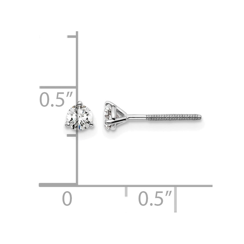 14kw 1/3 ctw Cert Lab Grown Dia VS+ F+ Round 3 Prong Hvy Wt ScrewBk Earring-EM1007S-033C-WLD