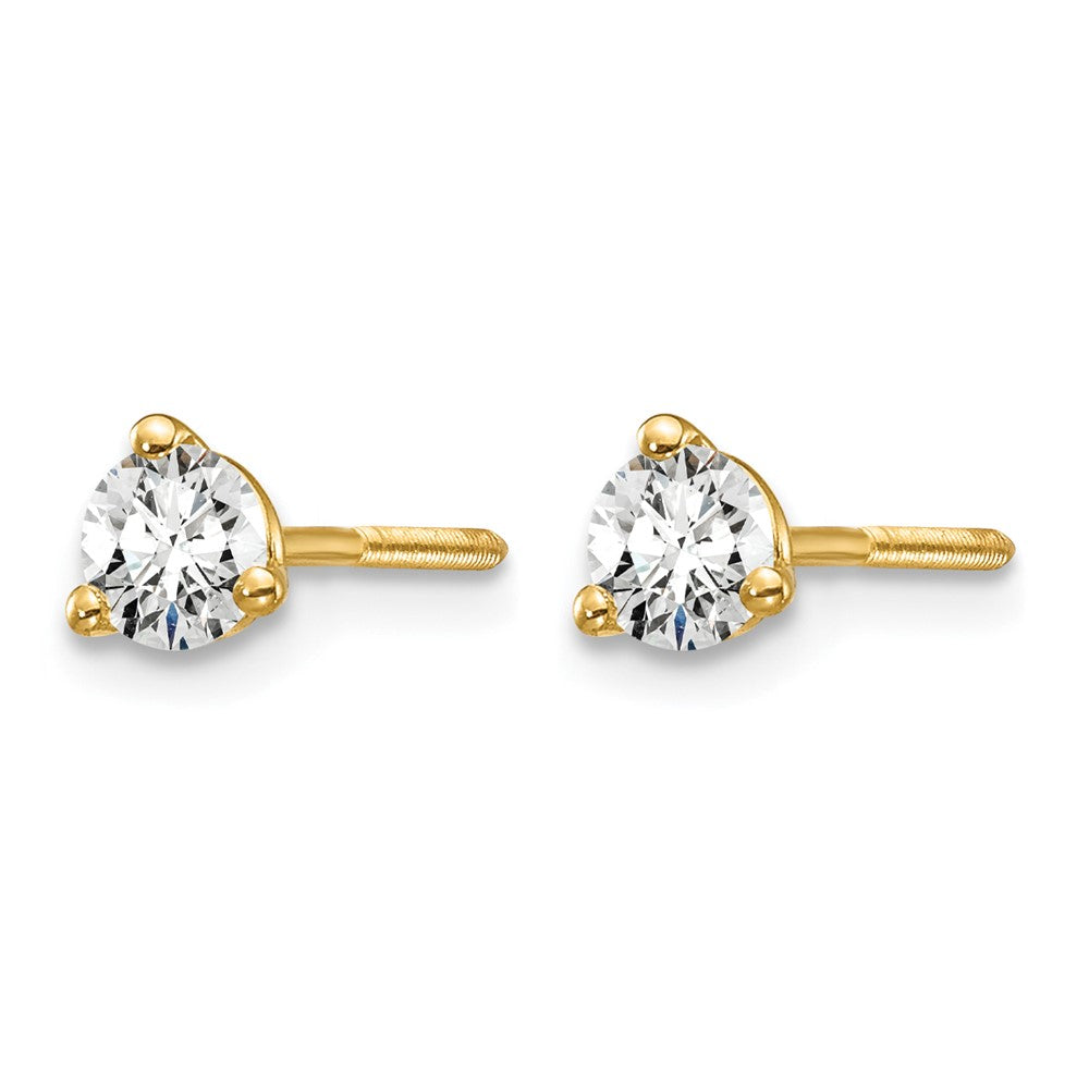 14ky 1/3 ctw Cert Lab Grown Dia VS+ F+ Round 3 Prong Hvy Wt ScrewBk Earring-EM1007S-033C-LD