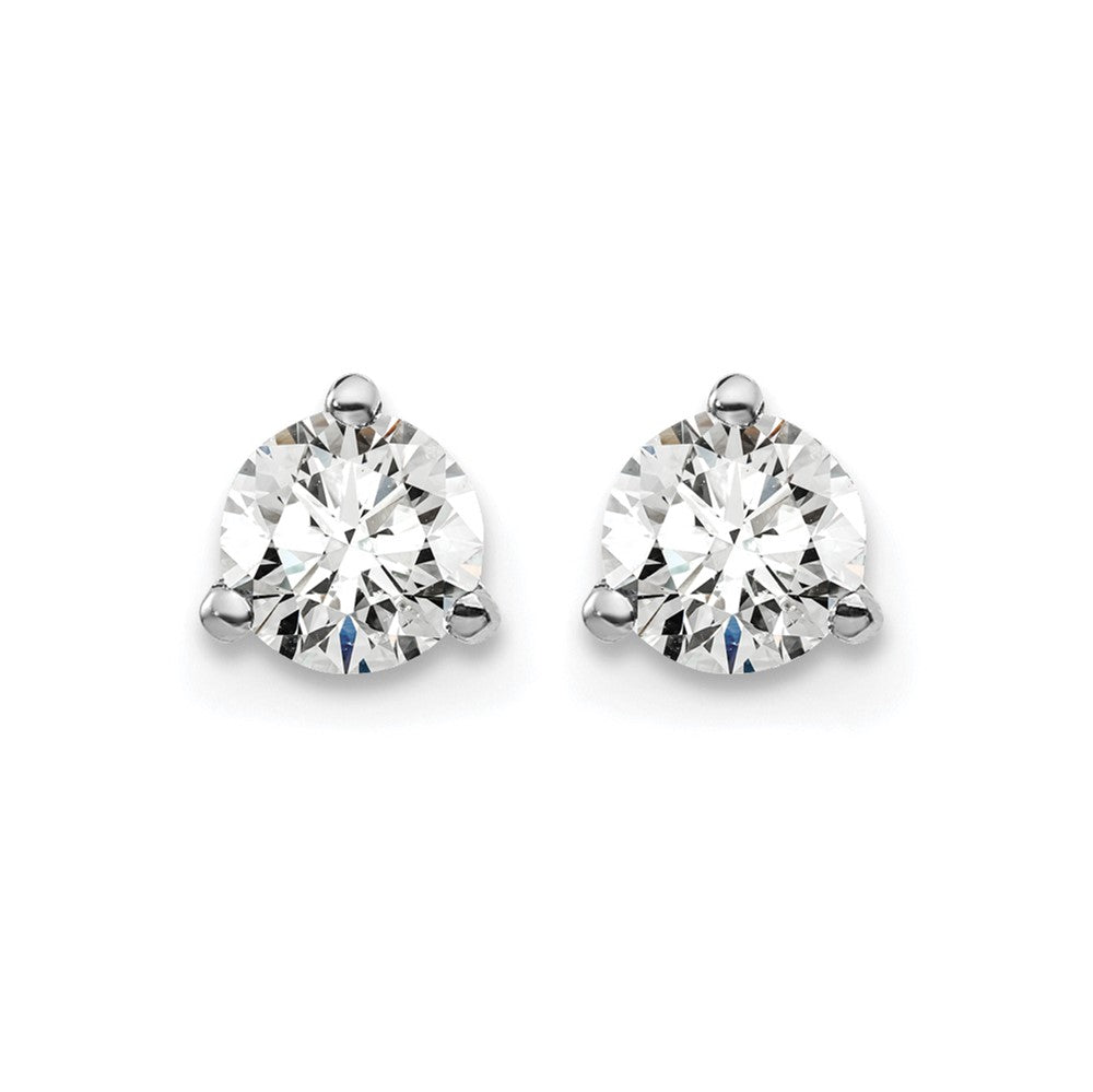 14kw 1/2 ctw Cert Lab Grown Dia VS+ F+ Round 3 Prong Hvy Wt ScrewBk Earring-EM1007S-050C-WLD