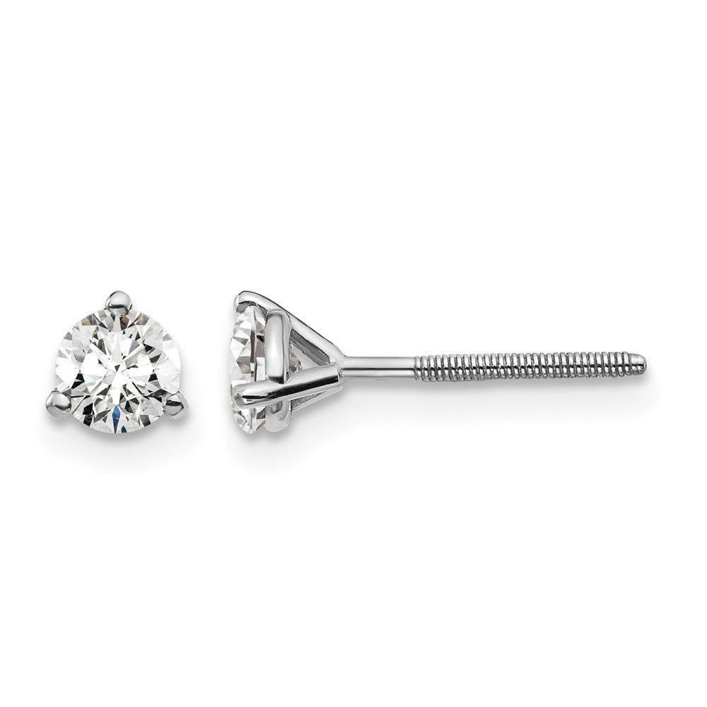 14kw 1/2 ctw Cert Lab Grown Dia VS+ F+ Round 3 Prong Hvy Wt ScrewBk Earring-EM1007S-050C-WLD