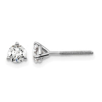 14kw 1/2 ctw Cert Lab Grown Dia VS+ F+ Round 3 Prong Hvy Wt ScrewBk Earring-EM1007S-050C-WLD