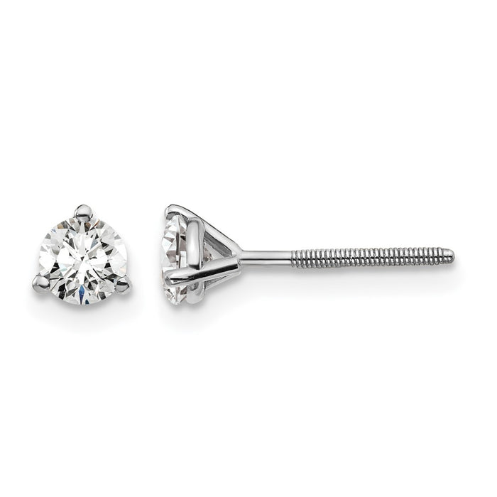 14kw 1/2 ctw Cert Lab Grown Dia VS+ F+ Round 3 Prong Hvy Wt ScrewBk Earring-EM1007S-050C-WLD