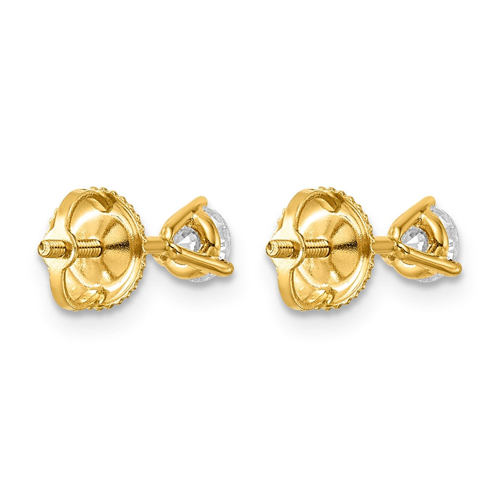 14ky 1/2 ctw Cert Lab Grwn Dia VS/SI+ G+ Round 3 Prg Hvy Wt ScrewBk Earring-EM1007S-050C-LG