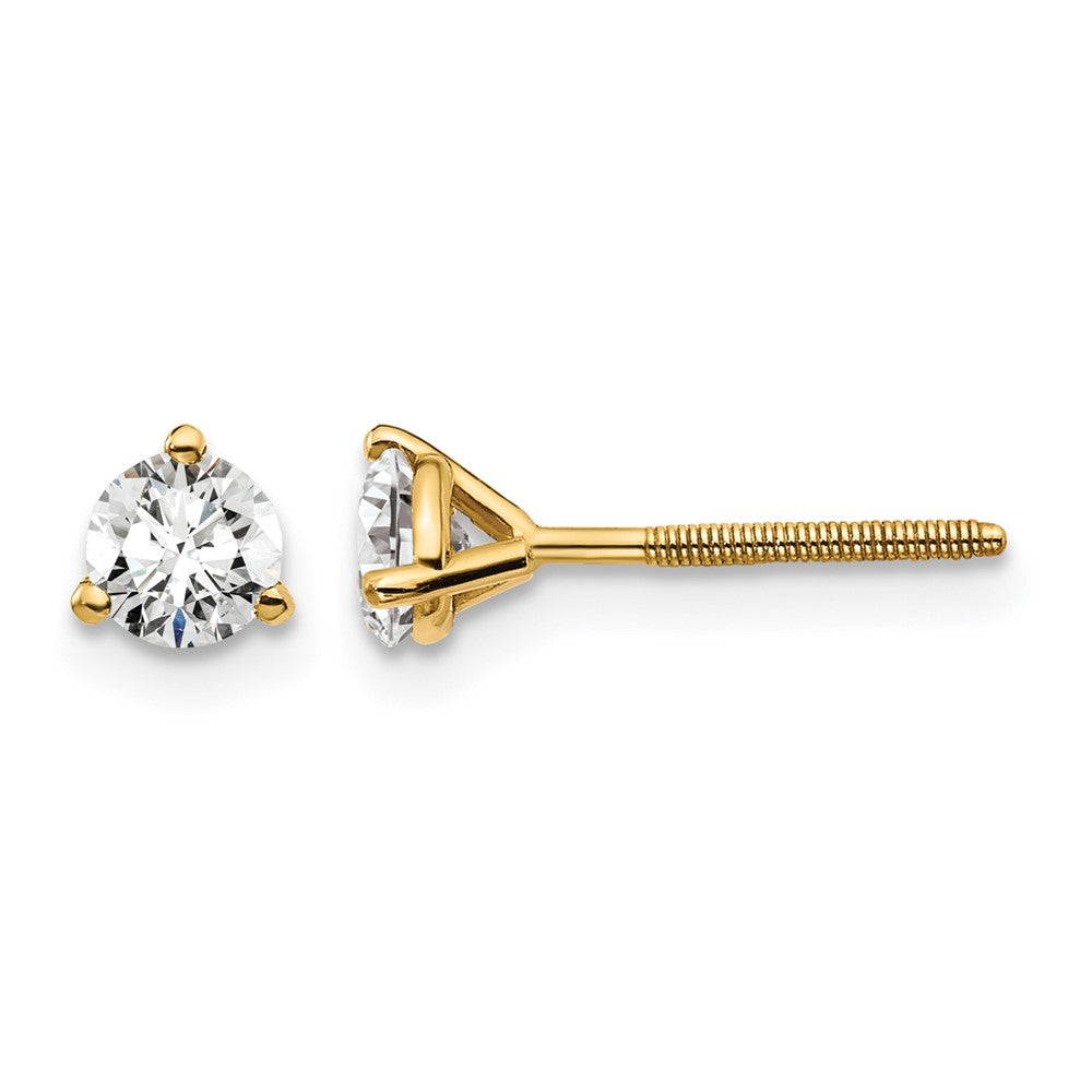 14ky 1/2 ctw Cert Lab Grown Dia VS+ F+ Round 3 Prong Hvy Wt ScrewBk Earring-EM1007S-050C-LD