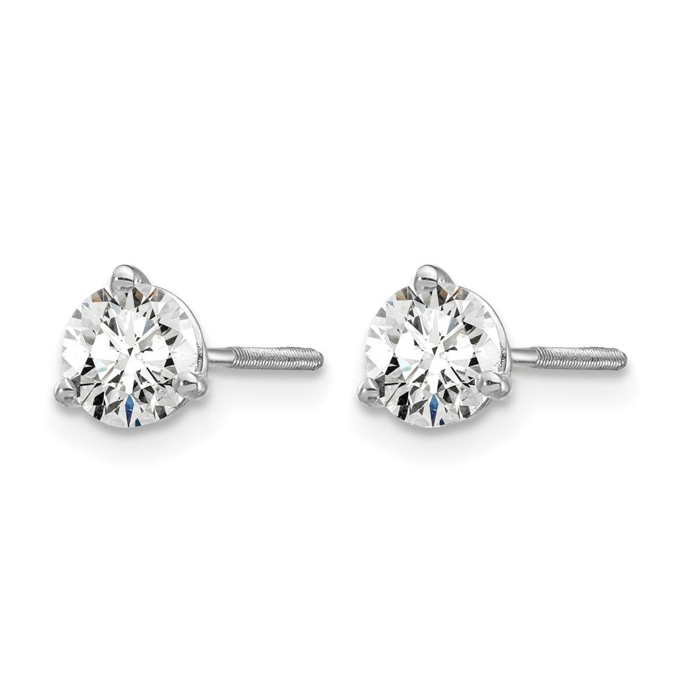 14kw 2/3 ctw Cert Lab Grown Dia VS+ F+ Round 3 Prong Hvy Wt ScrewBk Earring-EM1007S-066C-WLD