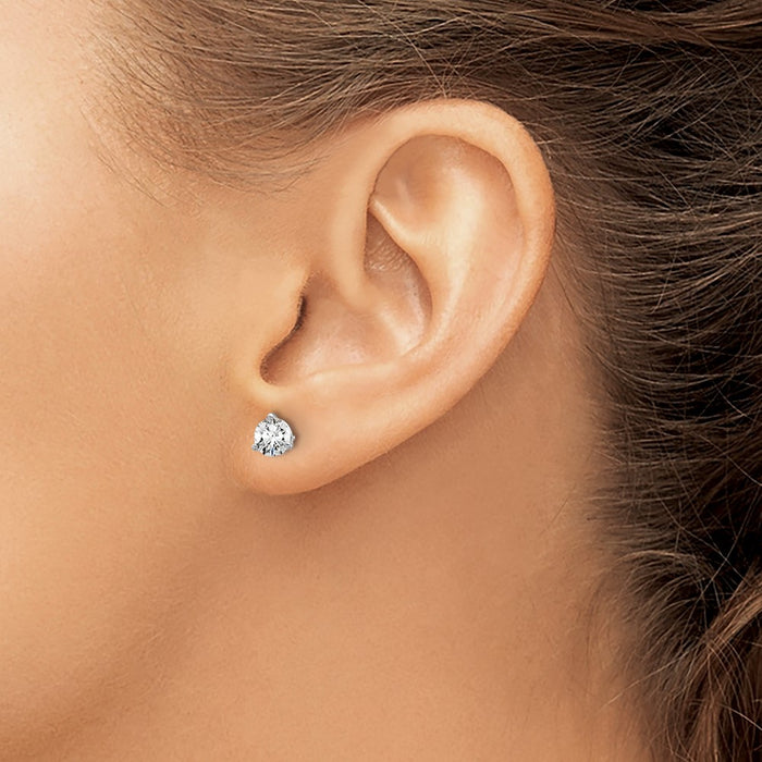 14kw 2/3 ctw Cert Lab Grown Dia VS+ F+ Round 3 Prong Hvy Wt ScrewBk Earring-EM1007S-066C-WLD