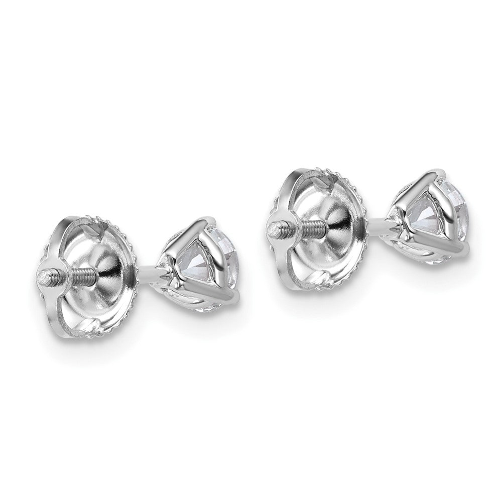 14kw 2/3 ctw Cert Lab Grown Dia VS+ F+ Round 3 Prong Hvy Wt ScrewBk Earring-EM1007S-066C-WLD