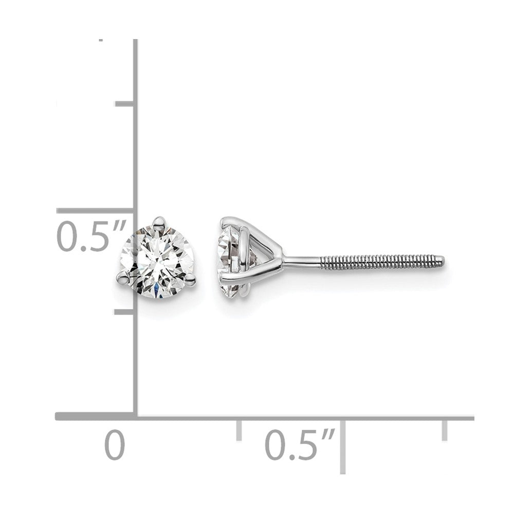 14kw 2/3 ctw Cert Lab Grown Dia VS+ F+ Round 3 Prong Hvy Wt ScrewBk Earring-EM1007S-066C-WLD