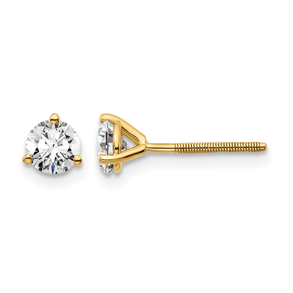 14ky 2/3 ctw Cert Lab Grown Dia VS+ F+ Round 3 Prong Hvy Wt ScrewBk Earring-EM1007S-066C-LD