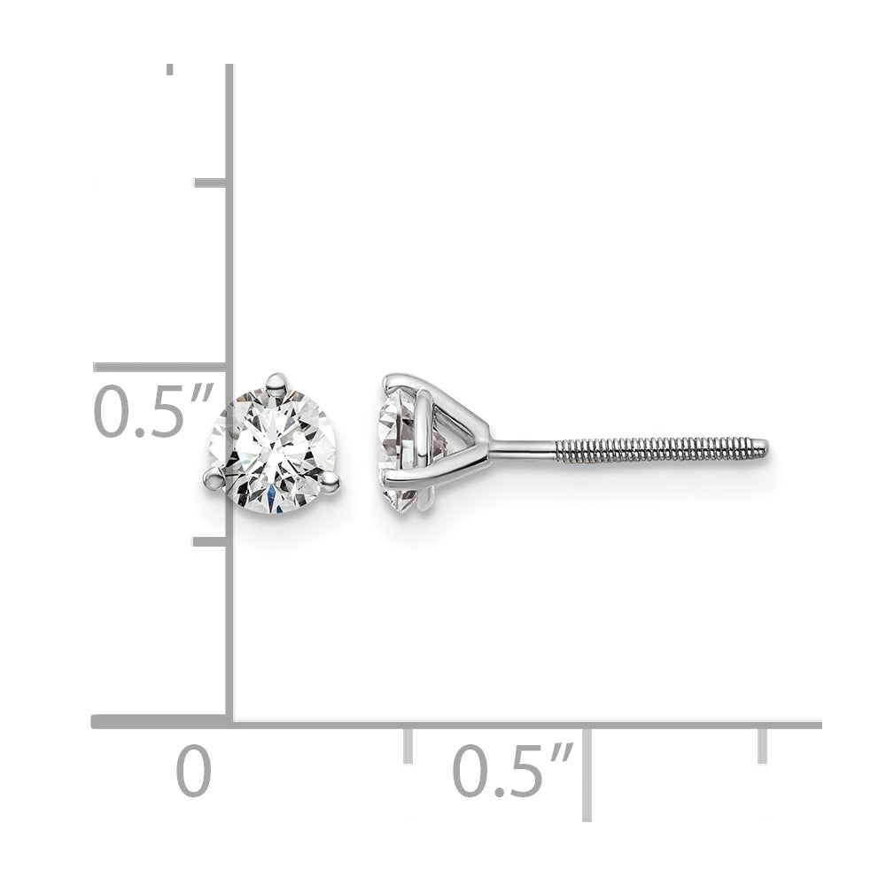 14kw 3/4 ctw Cert Lab Grwn Dia VS/SI+ G+ Round 3 Prg Hvy Wt ScrewBk Earring-EM1007S-075C-WLG