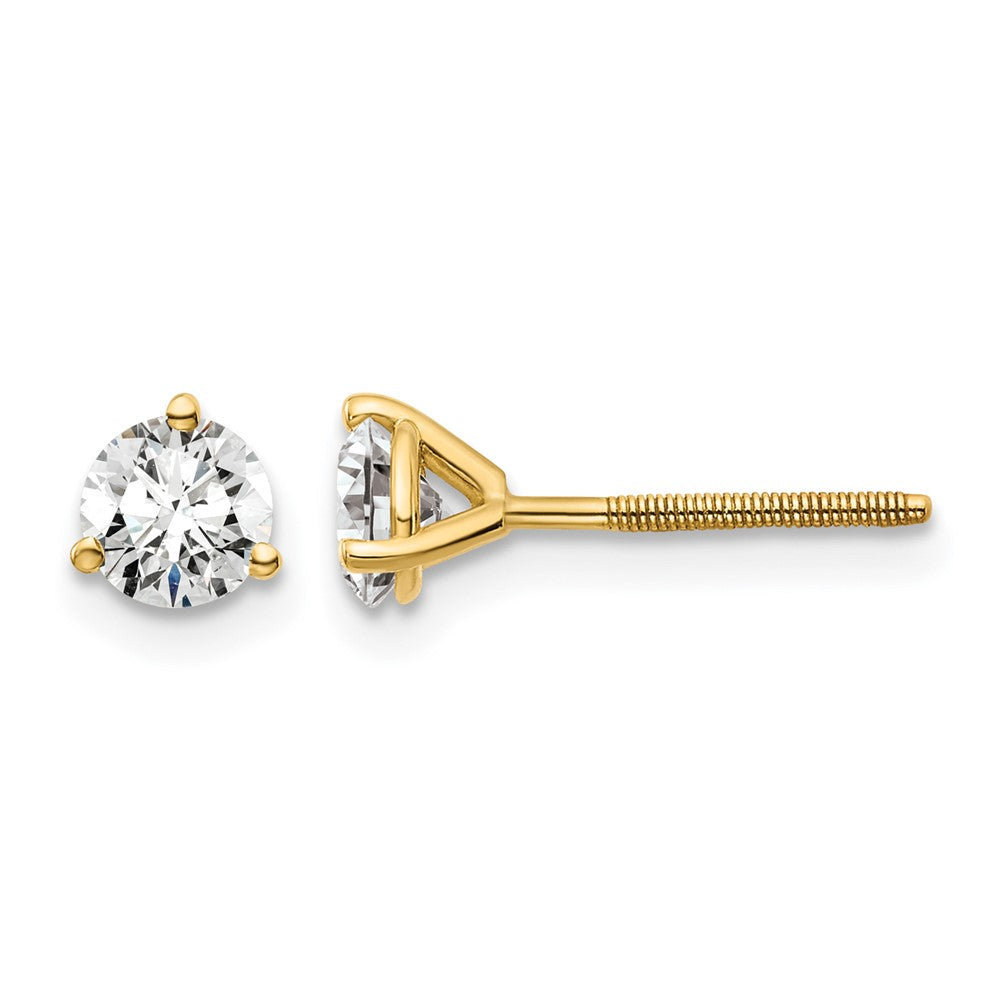 14ky 3/4 ctw Cert Lab Grown Dia VS+ F+ Round 3 Prong Hvy Wt ScrewBk Earring-EM1007S-075C-LD