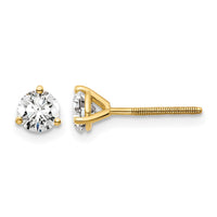 14ky 3/4 ctw Cert Lab Grown Dia VS+ F+ Round 3 Prong Hvy Wt ScrewBk Earring-EM1007S-075C-LD