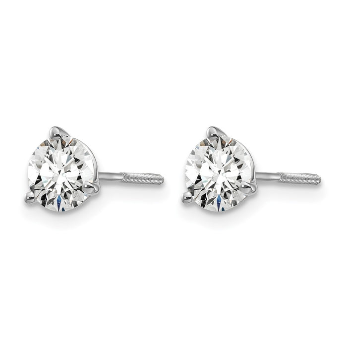 14kw 1 ctw Cert Lab Grwn Dia VS/SI+ G+ Round 3 Prong Hvy Wt ScrewBk Earring-EM1007S-100C-WLG
