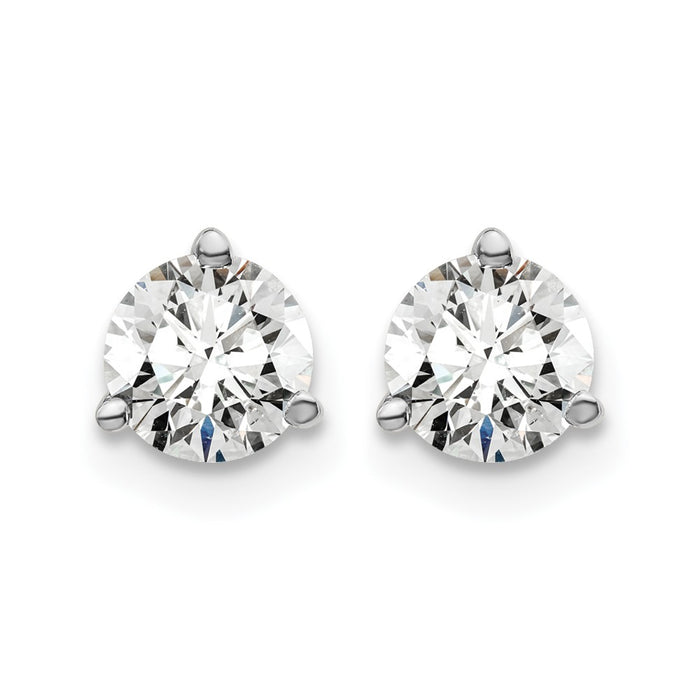 14kw 1 ctw Cert Lab Grown Dia VS+ F+ Round 3 Prong Hvy Wt ScrewBk Earring-EM1007S-100C-WLD