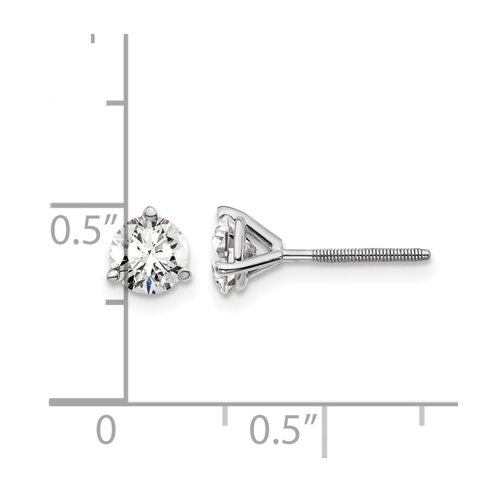 14kw 1 ctw Cert Lab Grwn Dia VS/SI+ G+ Round 3 Prong Hvy Wt ScrewBk Earring-EM1007S-100C-WLG