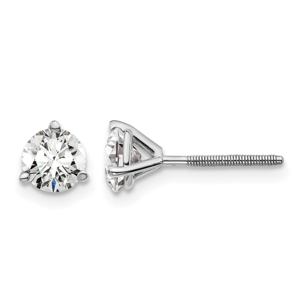 14kw 1 ctw Cert Lab Grwn Dia VS/SI+ G+ Round 3 Prong Hvy Wt ScrewBk Earring-EM1007S-100C-WLG