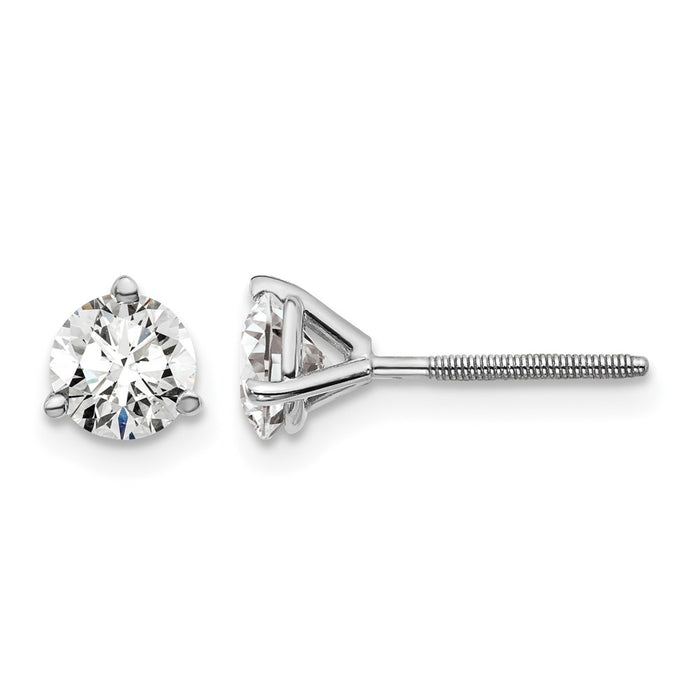 14kw 1 ctw Cert Lab Grwn Dia VS/SI+ G+ Round 3 Prong Hvy Wt ScrewBk Earring-EM1007S-100C-WLG